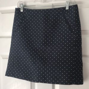 Ann Taylor Loft Navy w/White Dots Skirt Size 8